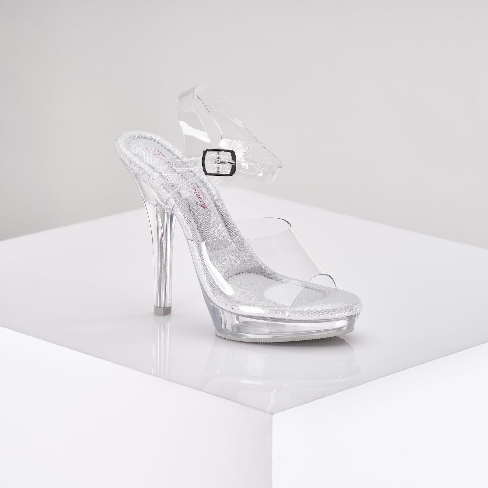 Grey clear heels fashion